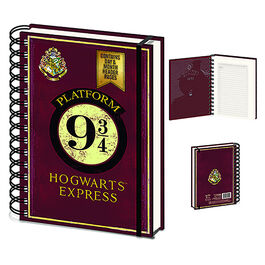 Platform 9 3/4 and Hogwarts Crest A5 spiral notebook 21 x 15 cm