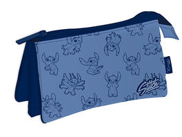 Estuche portatodo silueta Stitch azul (3 compartimentos) 21 x 11 cm