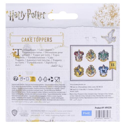 Cake Toppers Pack of 6 Hogwarts Crests