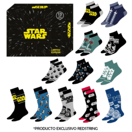 Caja regalo 12 pares calcetines Star Wars talla 40/46