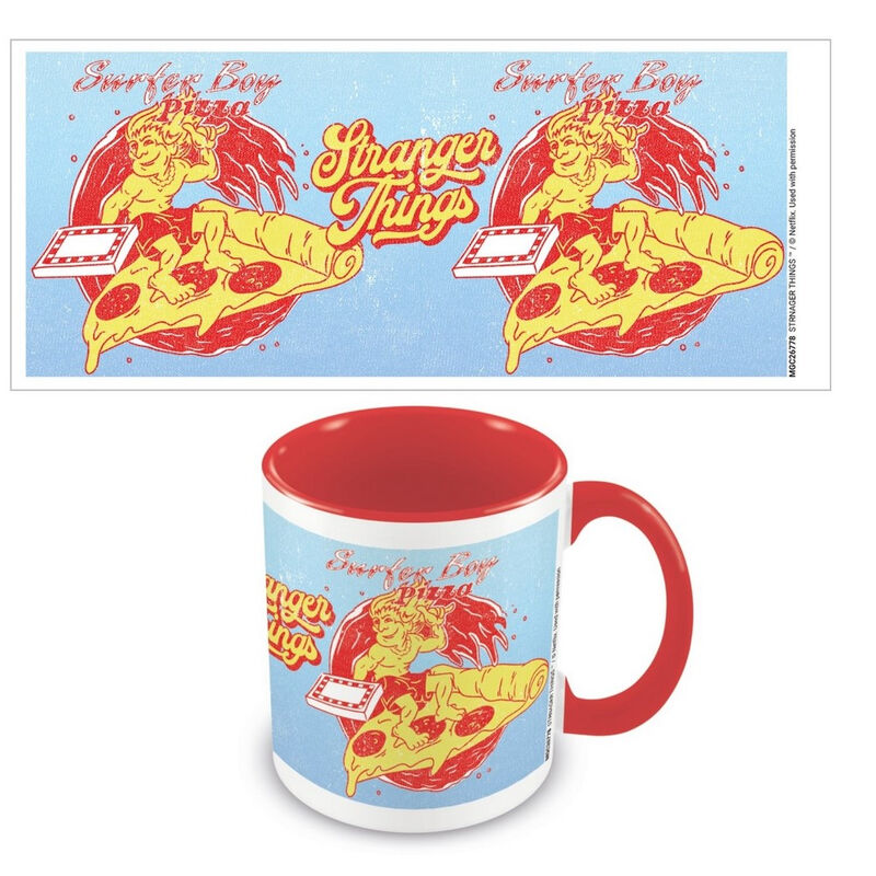 Taza color interno Roja Stanger Things 4 Surfer Boy Pizza