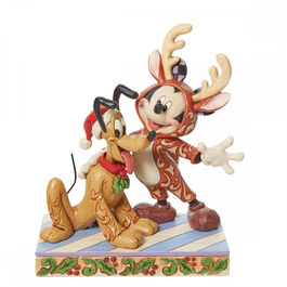 Figura decorativa Mickey y Pluto Santas Claus