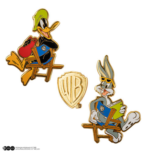 Set de 3 Pines Bugs Bunny, Pato Lucas y WB logo