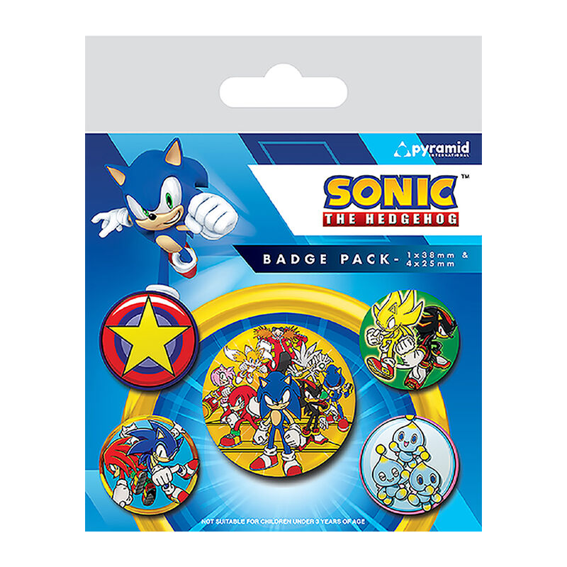 Set de chapas (5 unidades)  Sonic The Hedgehog (Speed Team) Medidas: 1 X 3,8 CM/ 4 x 2,5cm