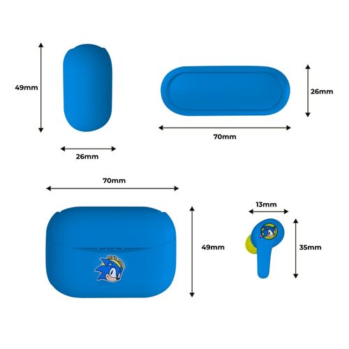 Auriculares TWS Earpods Sonic el erizo Azul