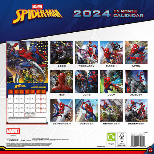 Calendario de pared 2024 Spider-Man 30 x 30 cm