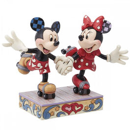 Figura decorativa Mickey & Minnie en patines 14 x 19,5 x 10 cm