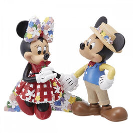 Figura decorativa Mickey & Minnie Flores 16,5 x 21 x 10,5 cm