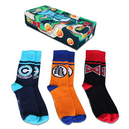 Pack de 3 calcetines en caja regalo Dragon Ball logos Talla 40-45
