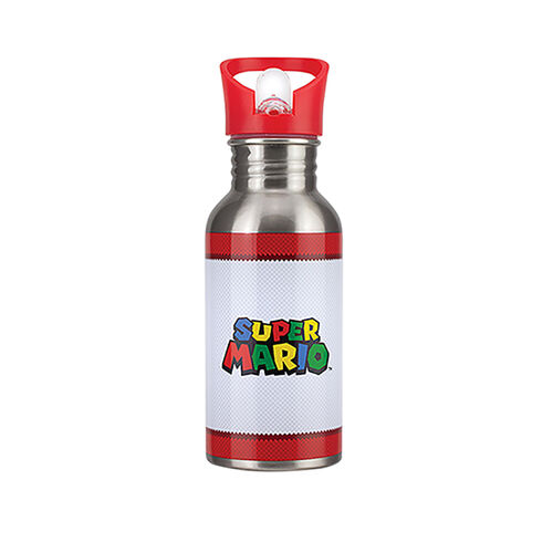 Super Mario Metal Water Bottle with Straw 500 ml