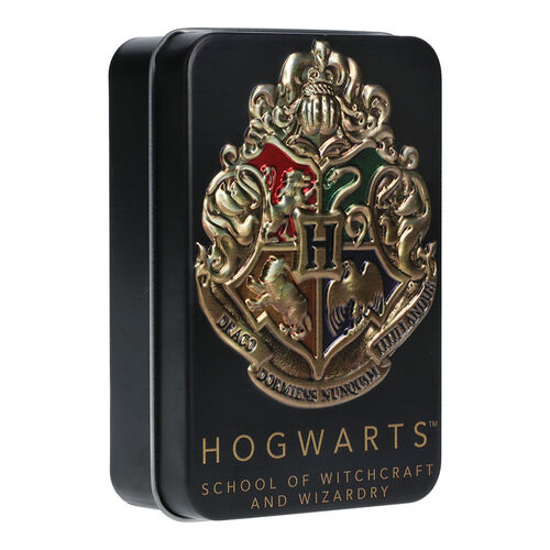 Baraja de naipes Escudo y casas de Hogwarts en caja metlica