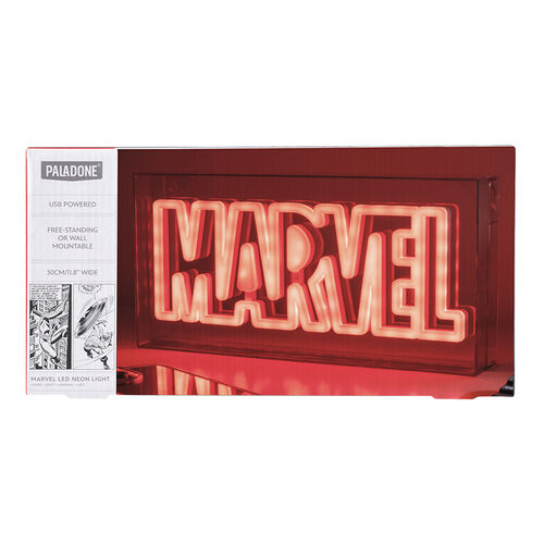 Lmpara LED estilo nen Logo Marvel  15 x 30 cm