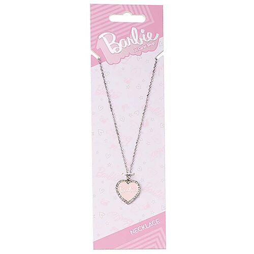 Barbie Pink Enamel Heart Pendant Necklace with Crystal