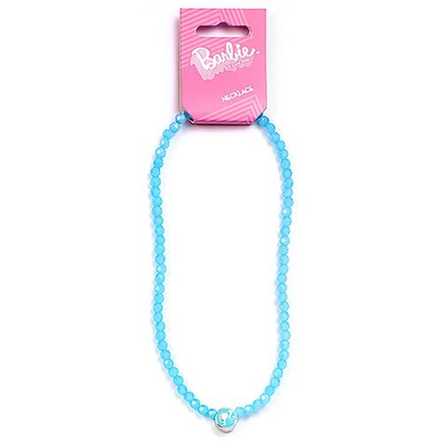 Barbie Blue Bead Necklace with round Barbie Silhouette Pendant