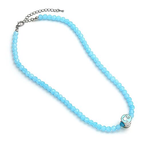 Barbie Blue Bead Necklace with round Barbie Silhouette Pendant
