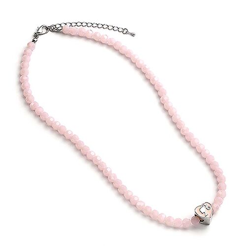 Barbie Pink Bead Necklace with Heart Shaped Silhouette Bead Charm