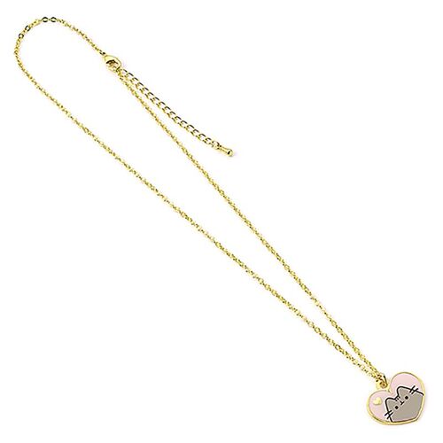 Pusheen the Cat Pink Enamel and Gold Heart Necklace