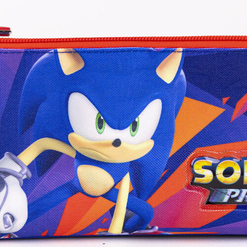 Estuche Portatodo Sonic Prime detalles rojos 3 compartimentos 22,5 cm