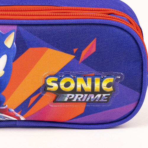 Estuche Portatodo Sonic Prime detalles rojos 2 compartimentos 22,5 cm