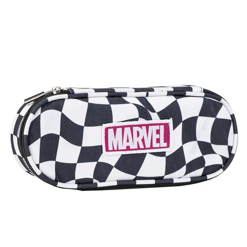 Marvel Logo Oval pencil case oval checkered background 22,5 cm