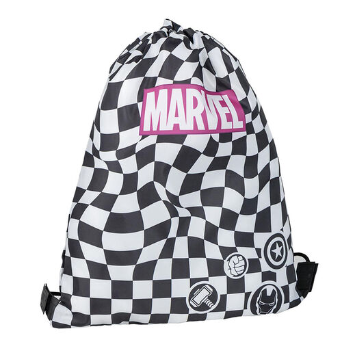 Marvel Logo sack backpack with checkered background 30 x 39 cm