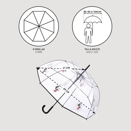 Paraguas manual adultos Mickey Mouse con paraguas 61 cm