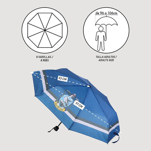Paraguas manual plegable Escudo Ravenclaw azul 53 cm