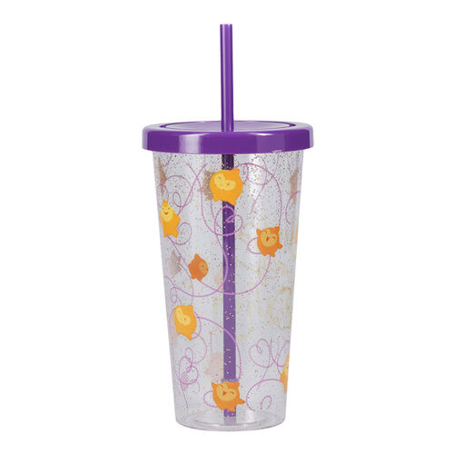 Wish Glitter Star Water Cup and Straw 700 ml