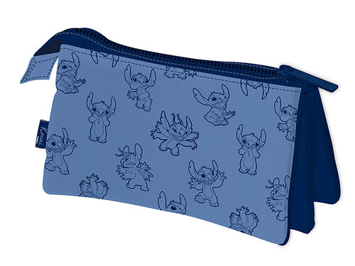 Stitch silhouette blue pencil case (3 compartments) 21 x 11 cm