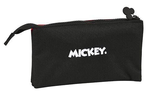 Estuche portatodo Mickey Mouse Mickey Mood negra y roja 3 compartimentos 22 cm
