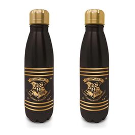 Metal bottle Hogwarts shield black and gold
