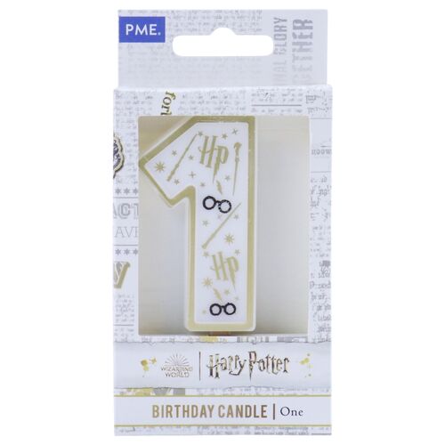 Birthday candle number 1 (Harry Potter white and gold) 7 cm