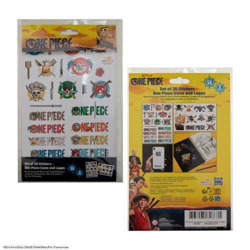 Set 36 pegatinas One Piece Iconos y Logos